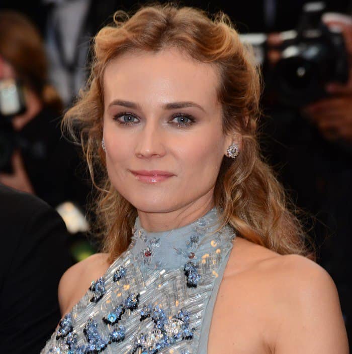 The front of Diane Kruger's dress was adorned with blue and white motifs