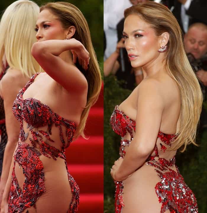 JLo went commando in a sparkling red dress