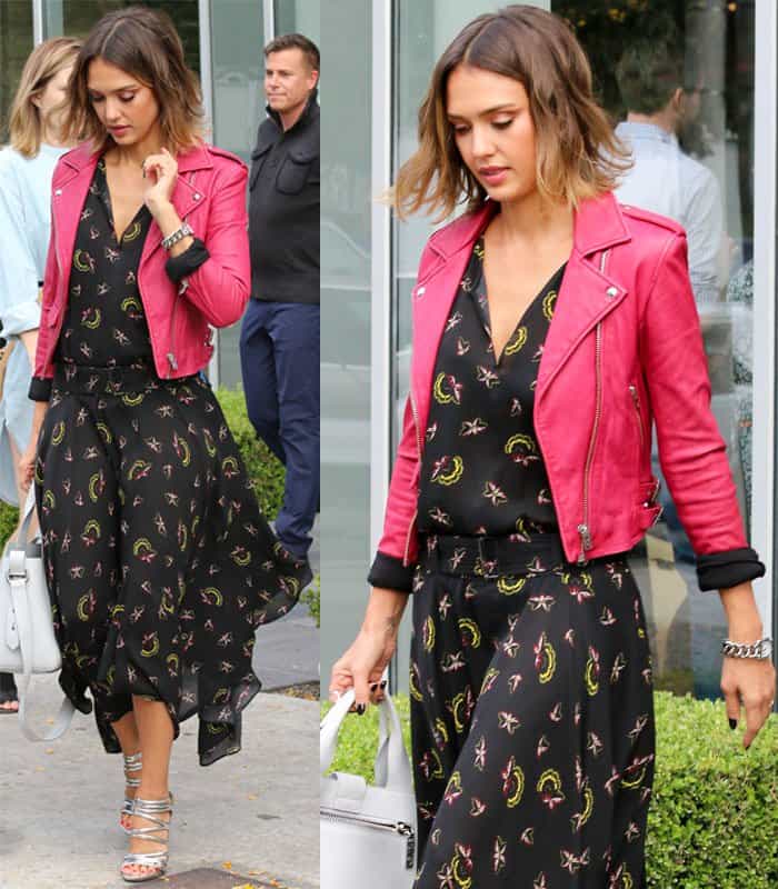 Jessica Alba donned a striking and fashionable ensemble that caught the attention of many onlookers in West Hollywood
