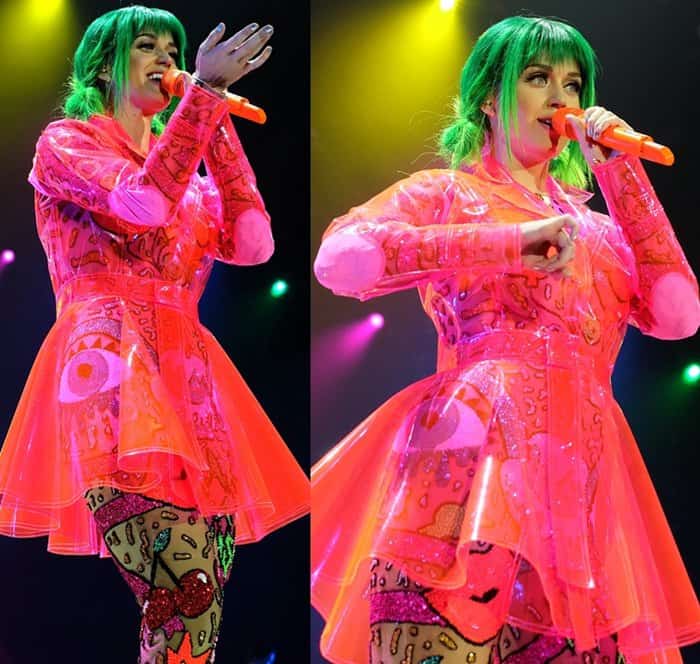 Katy Perry performing live on stage on her Prismatic World Tour