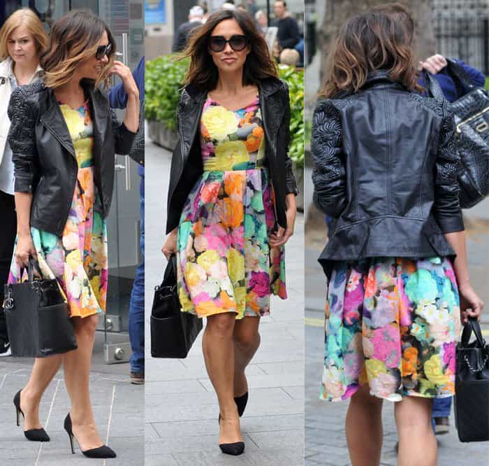 Myleene Klass turned heads in a stunning and colorful floral dress while stepping out in London