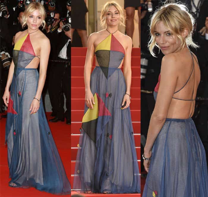 Sienna Miller obliged our pleas for color by donning a Valentino Spring 2015 Couture gown