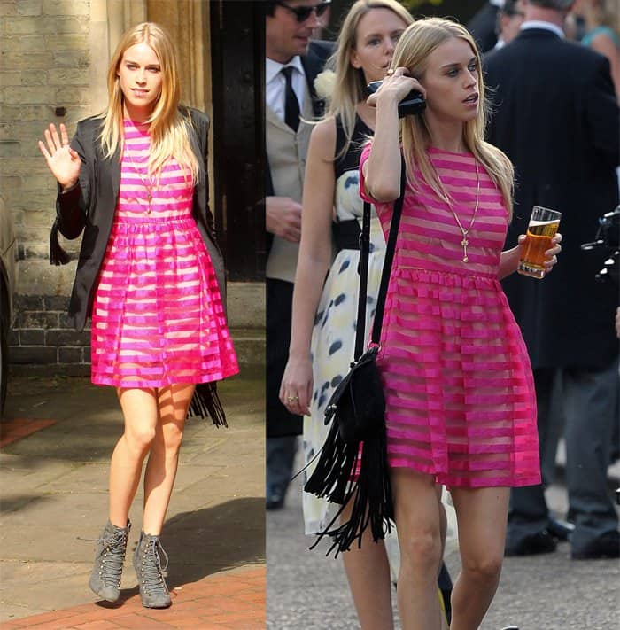 Lady Mary Charteris at Poppy Delevingne and James Cook’s wedding ceremony in Knightsbridge