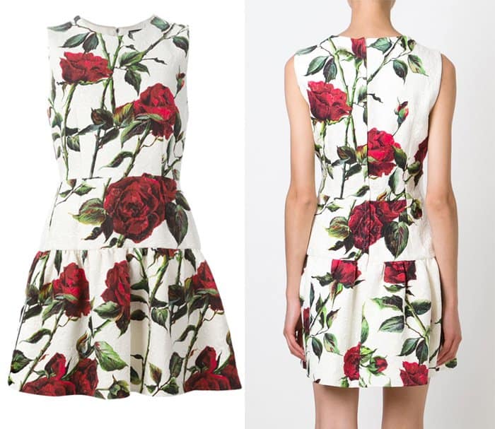 Dolce & Gabbana Rose Print Brocade Dress Tiered