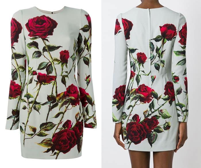 Dolce & Gabbana Rose Print Fitted Dress