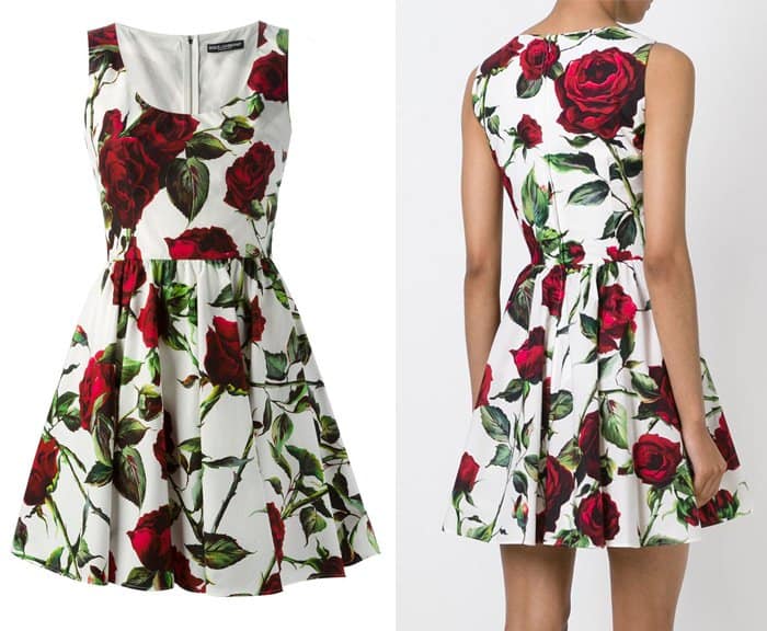 Dolce & Gabbana Rose Print Flared Dress