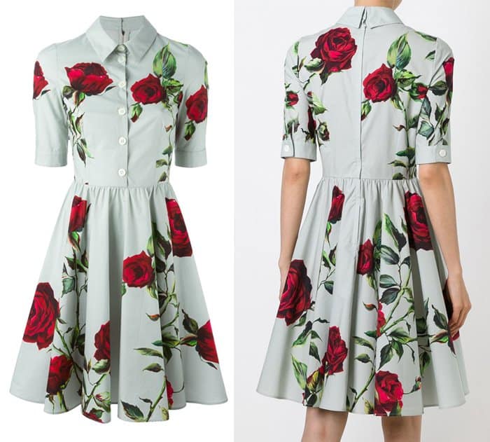Dolce & Gabbana Rose Print Shirt Dress