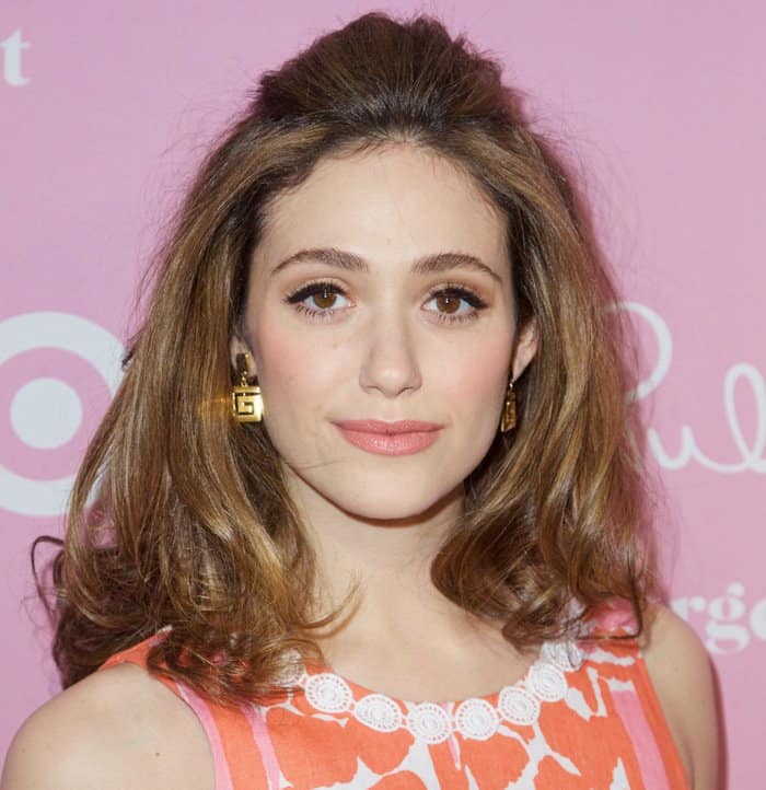 Emmy Rossum styled her hair in a bouncy, retro 'do at the Target and Lilly Pulitzer private shopping event