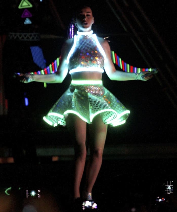 Katy Perry performing live on stage for her Prismatic World Tour