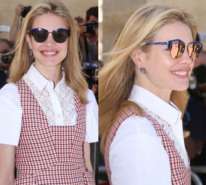 Natalia Vodianova in a Dior Resort 2016 gingham dress at the Christian Dior show