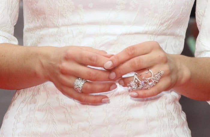 Lily James shows off her glittering rings