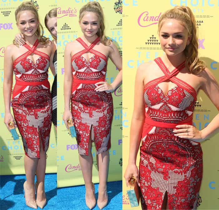 Natalie Alyn Lind opted for a mature choice with a Three Floor printed dress