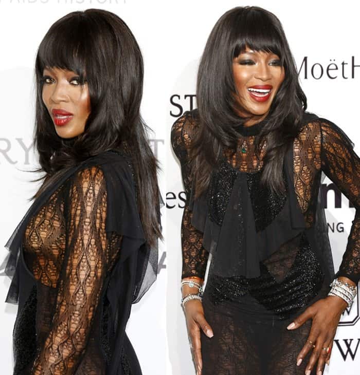 Naomi Campbell flaunted her pert derriere and a hint of sideboob, showing off her daring and confident persona on the red carpet