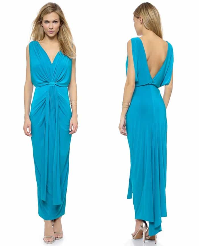 Tbags Los Angeles Draped Maxi Dress in Pool Blue