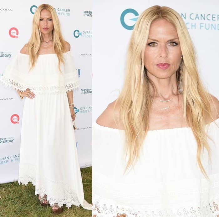 Rachel Zoe bares her shoulders in a white strapless dress at the 18th Annual Super Saturday to benefit the Ovarian Cancer Research Fund