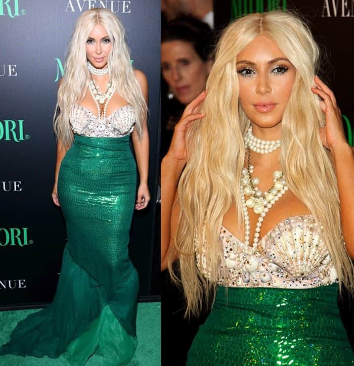 Kim Kardashian's sexy mermaid costume included a platinum blonde wig made from real human hair