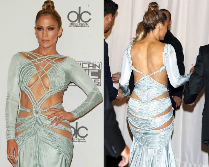 The gown certainly worked overtime to hold J-Lo's feminine features back, but as always, we think she pulled it off flawlessly