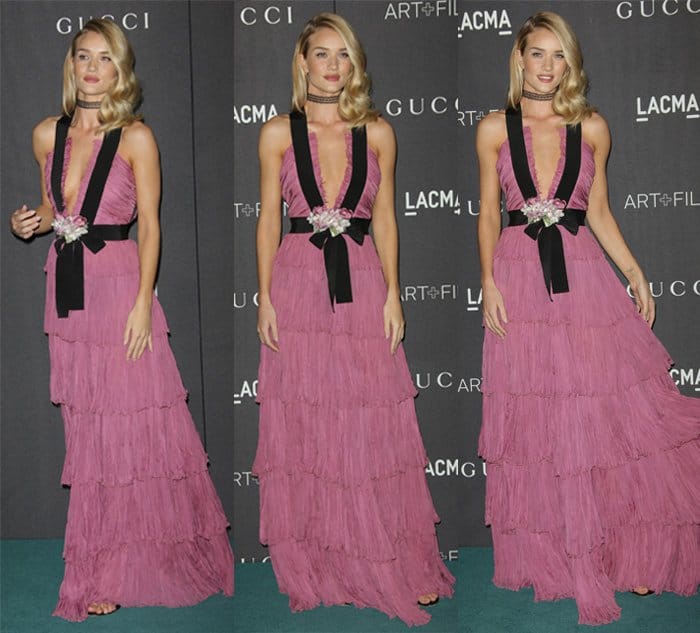 Rosie Huntington-Whiteley's old rose Gucci tiered dress
