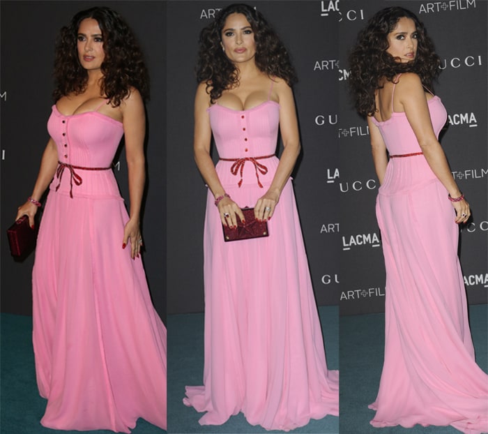 Salma Hayek's pink gown from Gucci’s Spring 2016 Collection