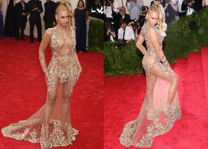 Beyonce Knowles in a custom Givenchy Couture gown that left little to the imagination
