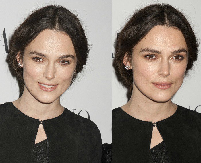 Delicate silver encrusted earrings complemented Keira Knightley's medieval ensemble