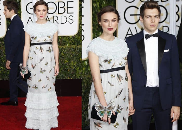 James Righton and Keira Knightley arrive at the 72nd Annual Golden Globe Awards