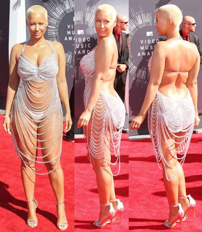 Amber Rose caused a stir at the 2014 MTV Video Music Awards with her daring outfit, reminiscent of the 90s fashion era