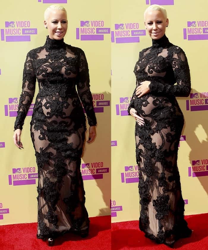 Amber Rose's baby bump didn't stop her from flaunting her unique style on the red carpet at the 2012 MTV Video Music Awards
