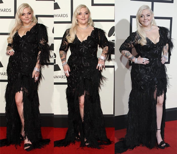 Elle King did not impress in a custom dress by Christian Siriano at the 58th Annual Grammy Awards