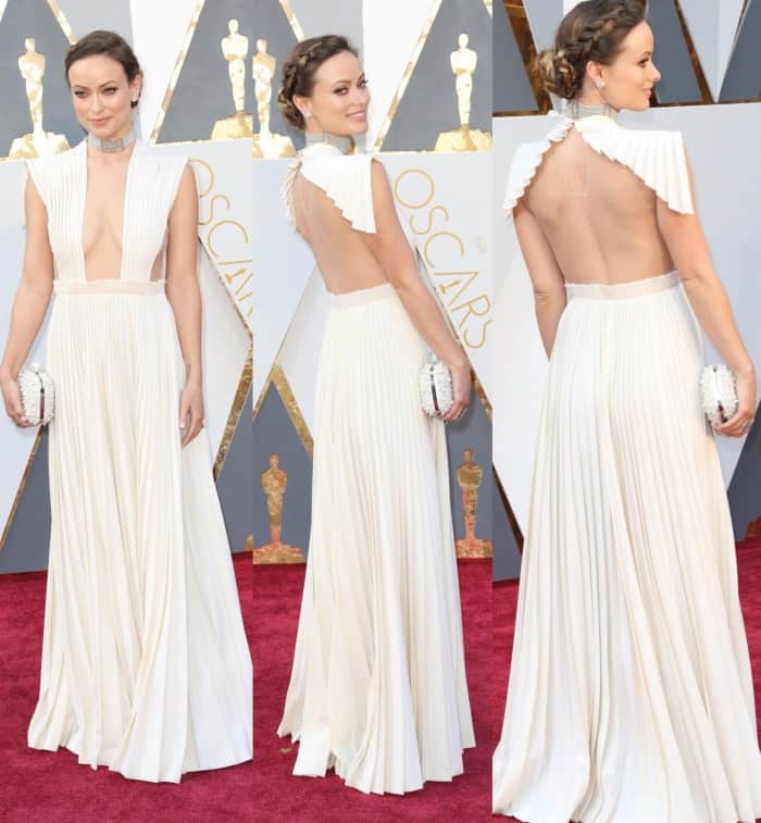 Olivia Wilde looked absolutely stunning in a cleavage-baring Valentino Haute Couture gown at the 2016 Oscars