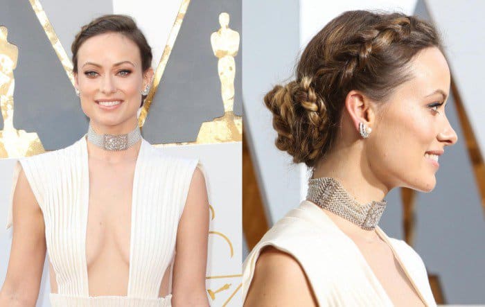 Olivia Wilde's choker was a standout accessory at the 88th Annual Academy Awards