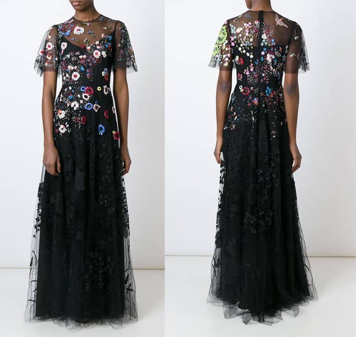 Valentino Floral Embroidered Evening Dress