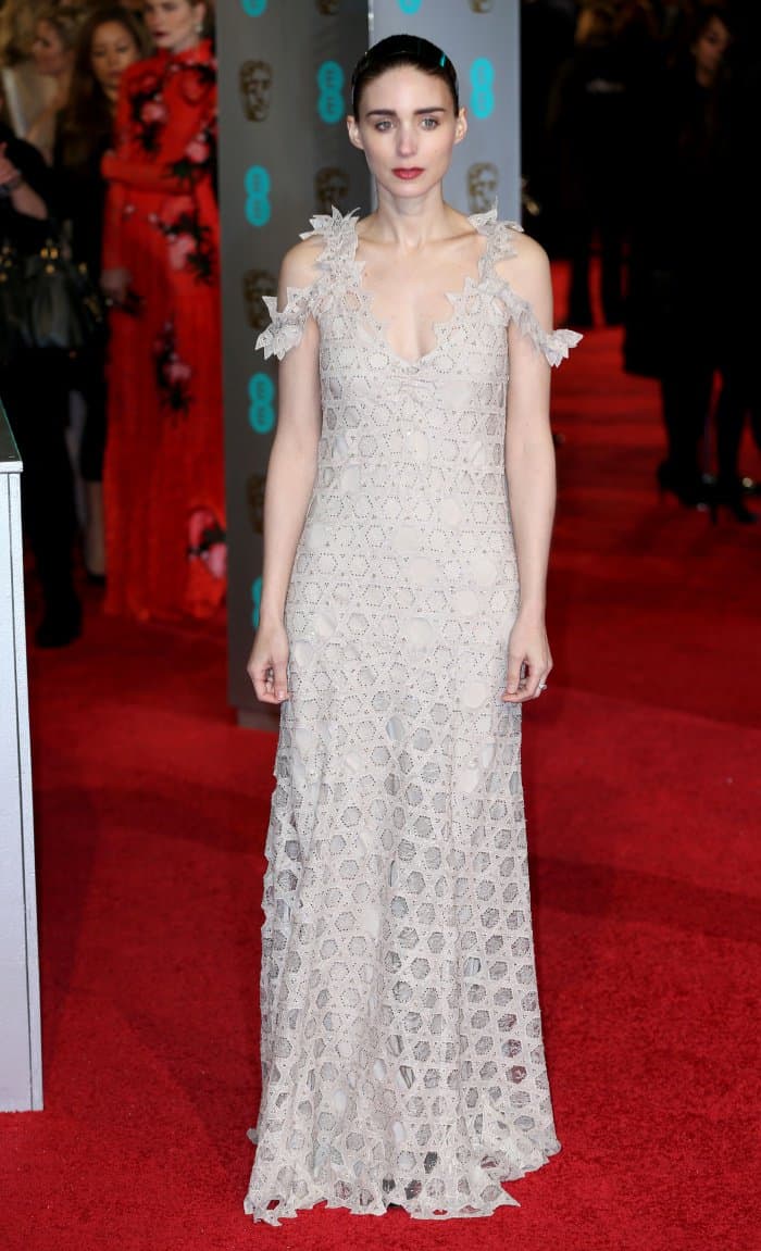 Rooney Mara Givenchy geometric nude gown BAFTAs 2