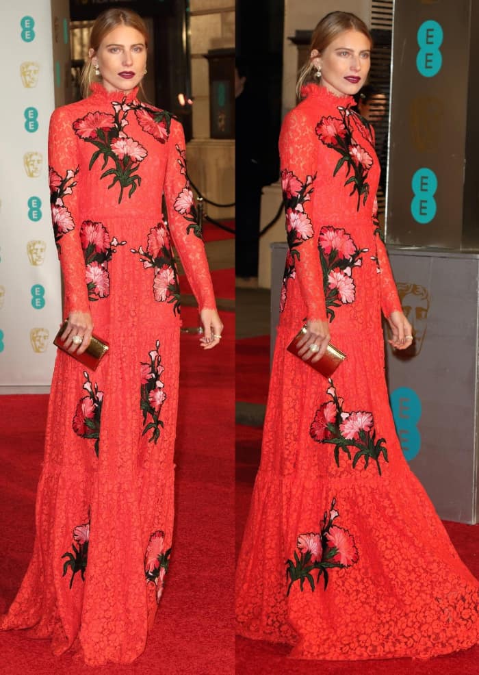 Dree Hemingway Gucci red floral gown BAFTAs 2016 2