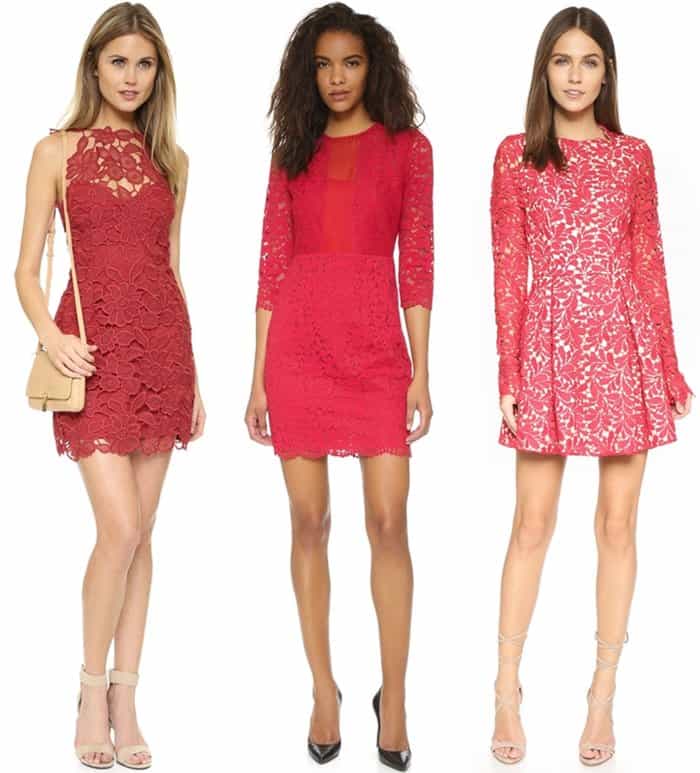 Saylor Jessa Dress, DKNY Lace Dress, and Stylestalker Viper Long Sleeve Dress in Rose Red