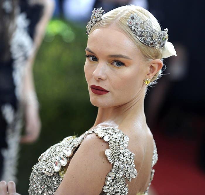 Kate Bosworth turned heads at the star-studded Met Gala in New York City in a Dolce & Gabbana crown and gown