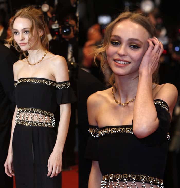 Lily-Rose Depp showcased her innate fashion sense by donning a unique twist on the black Bardot gown