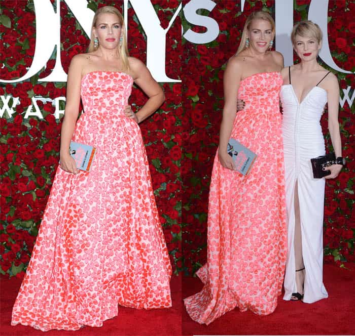 Busy Philipps, with a height of 5 feet 6 ¼ inches (168.3 cm), and Michelle Williams, standing at 5 feet 4 inches (162.6 cm), graced the 70th Annual Tony Awards
