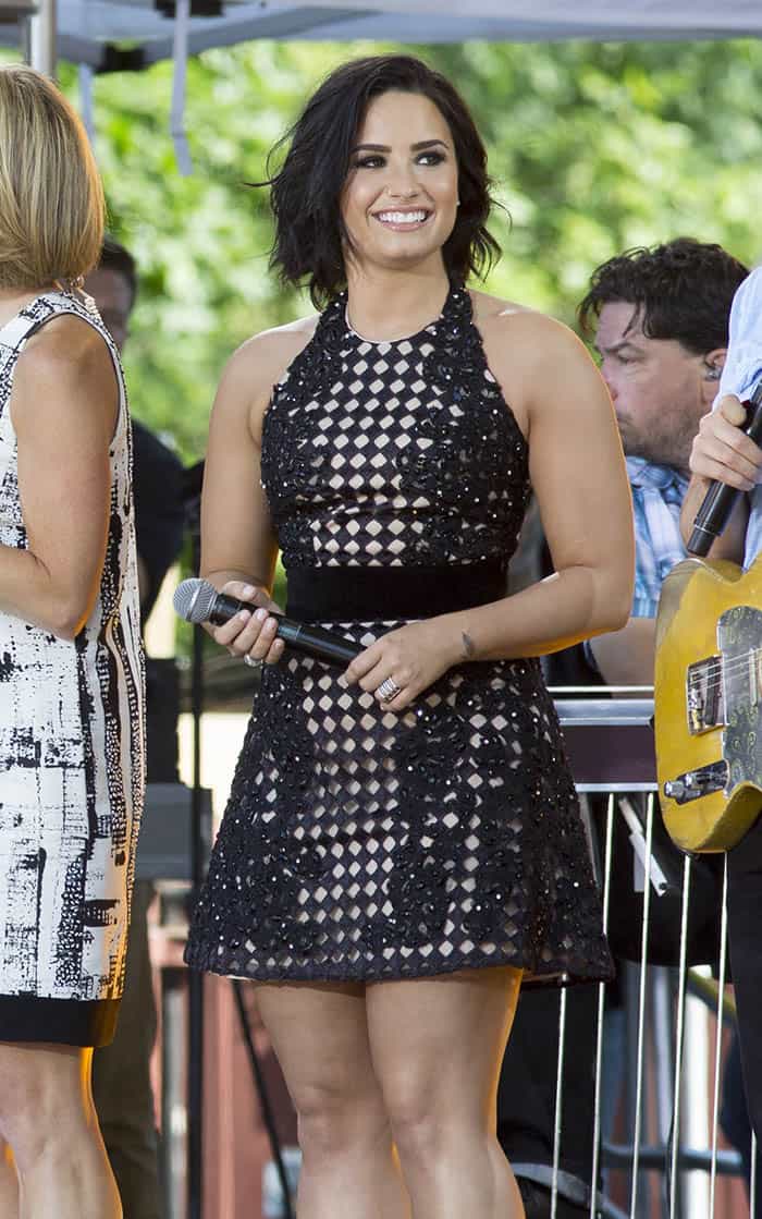 Demi Lovato graced the stage in a gracefully feminine dress, a delightful surprise for her fans