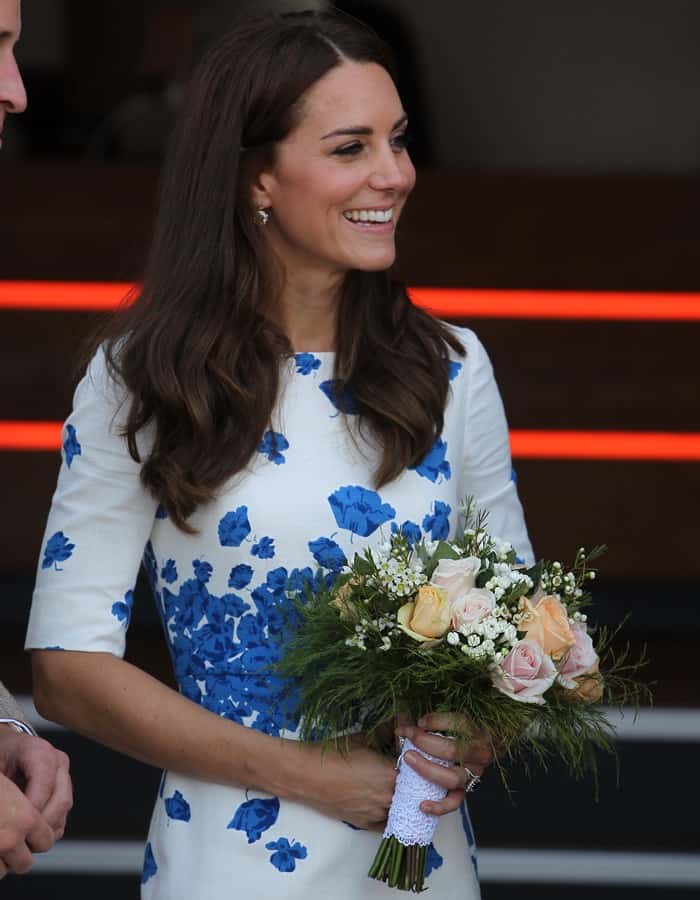 Kate Middleton donned L.K. Bennett's Lasa dress, adorned with a captivating blue and white poppy print