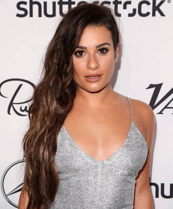 Lea Michele's ensemble was a masterpiece by Camilla and Marc, showcasing a silver dress that exuded sheer grace at Variety And Women in Film's Pre-Emmy Celebration