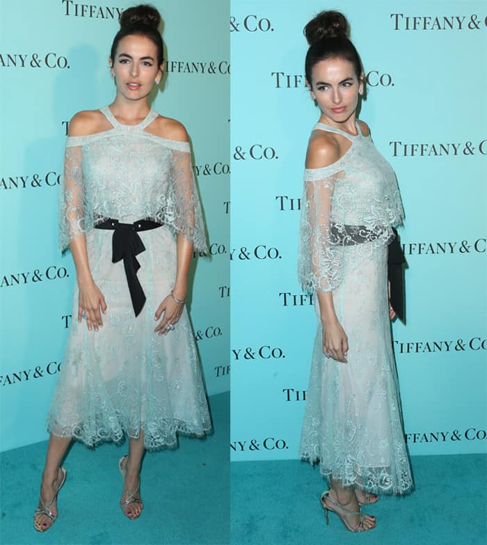 Camilla Belle graced the occasion in a stunning Monique Lhuillier Spring 2017 lace cutout dress