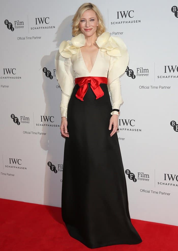 Cate Blanchett made a clever modification to the dress by shortening the v-neckline at the IWC Gala in honor of The British Film Institute