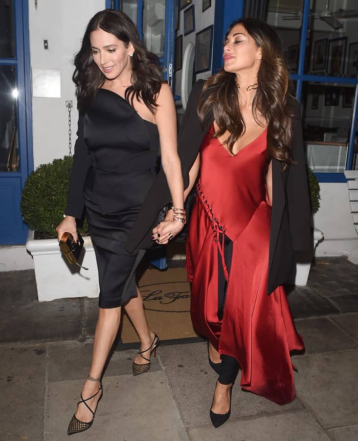 Nicole Scherzinger with friend Lauren Silverman outside the Italian restaurant La Famiglia in Chelsea