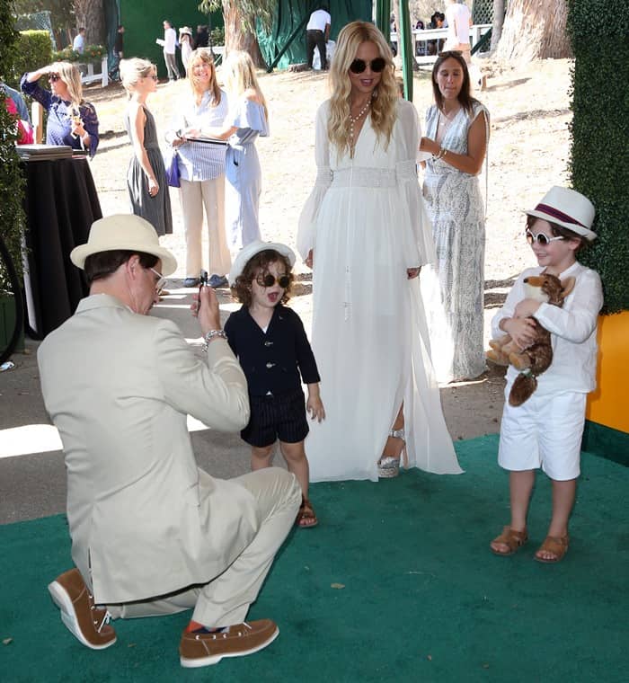 Rachel Zoe, her husband Rodger Berman, and children Skyler Berman and Kaius Berman arrive at the 7th Annual Veuve Clicquot Polo Classic