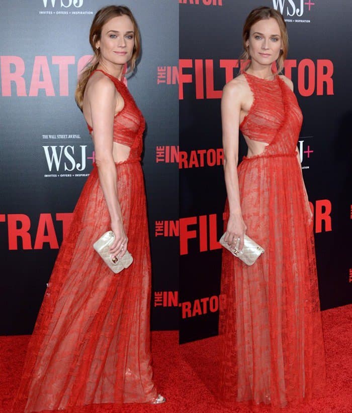 The simplicity of Diane Kruger's Jason Wu gown, combined with its alluring side cutout and asymmetrical seam, added a playful twist to the classic silhouette, showcasing their remarkable fashion synergy