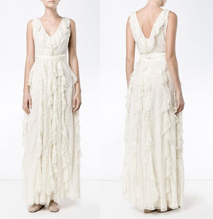 Valentino Embroidered Ruffled Gown