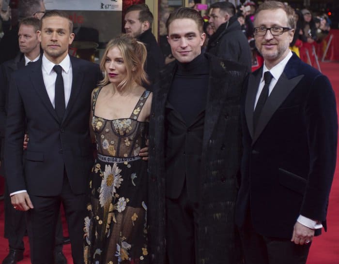 Sienna Miller with co-stars Charlie Hunnam and Robert Pattinson and director James Gray at 'The Lost City of Z' premiere