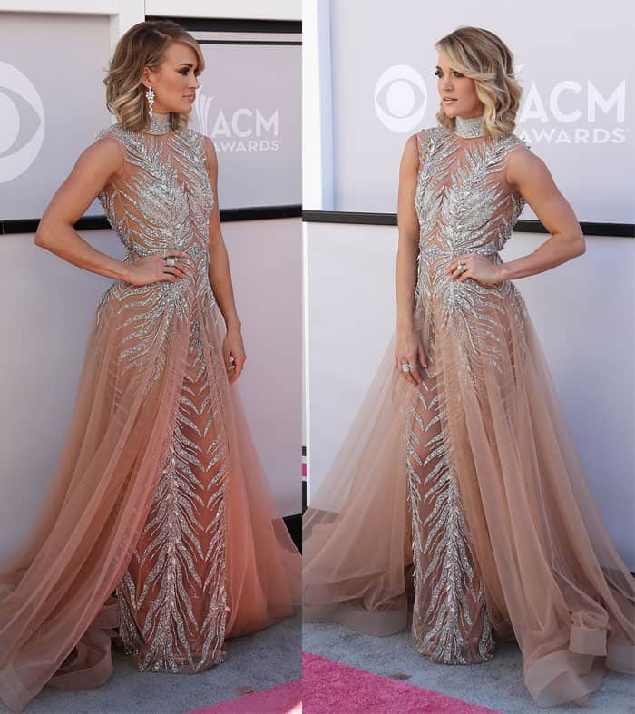 Carrie Underwood at the 52nd Academy of Country Music Awards arrivals at T-Mobile Arena in Las Vegas on April 2, 2017
