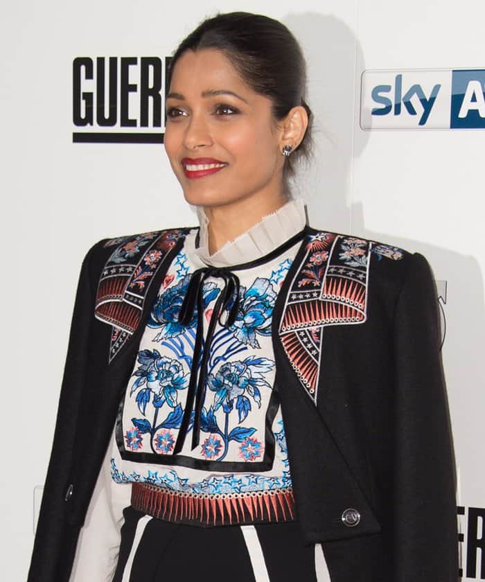 Freida Pinto at the "Guerrilla" UK TV premiere at the Curzon Bloomsbury in London
